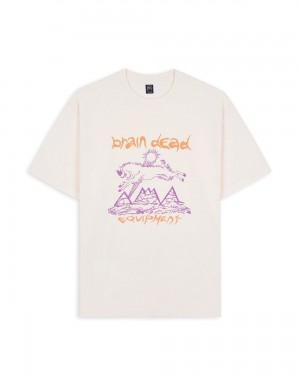 Beige Brain Dead Equipment Mountain Goat T-Shirt | AU 6192345-RB