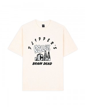 Beige Brain Dead X Flippers Roller Factory T-Shirt | AU 0157394-GY