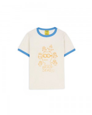 Beige Brain Dead X Minions Kids Short Sleeve Ringer T-Shirt | AU 6031749-GL