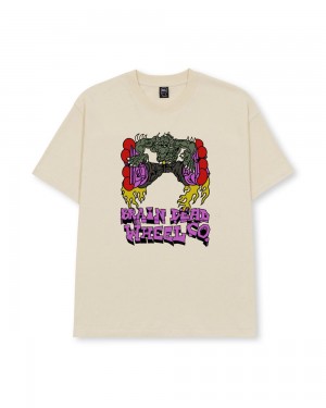 Beige Brain Dead X Them Skates Kogan Dragon Wheel T-Shirt | AU 2704963-XT