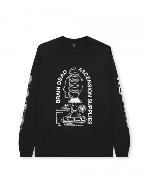 Black Brain Dead Acension Supplies Long Sleeve T-Shirt | AU 5603481-EW