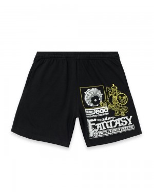 Black Brain Dead Cyber Fantasy Heavyweight Jersey Shorts | AU 9407213-DP