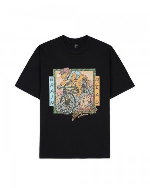 Black Brain Dead Equipment Bike Lizard T-Shirt | AU 7415236-PC