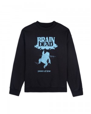 Black Brain Dead Peace Of Time Crewneck Sweatshirt | AU 8321609-CI