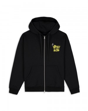 Black Brain Dead Stoned Head Zip Sweatshirt Hoodie | AU 4978125-SX