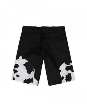 Black White Brain Dead Dickies Organic Panel 874 Shorts | AU 3495120-KY