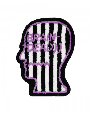 Black White Brain Dead Logo Head Striped Rug | AU 0921476-VR