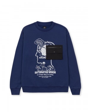 Blue Brain Dead Saturated Voids Crewneck Sweatshirt | AU 9807415-HB