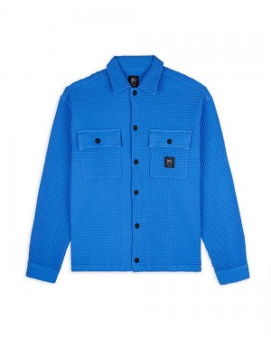 Blue Brain Dead Waffle Snap Front Shirt | AU 8135769-DH