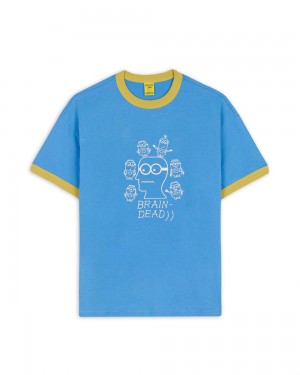 Blue Brain Dead X Minions Short Sleeve Ringer T-Shirt | AU 1760359-PX