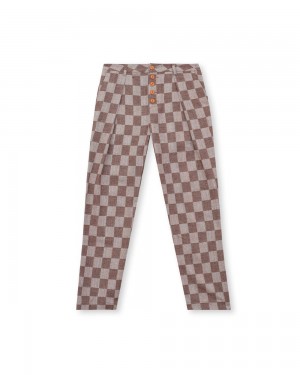 Brown Brain Dead Checkered Pleated Pant | AU 5027689-LX