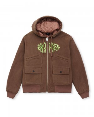 Brown Brain Dead Headbanger Hooded Field Jacket | AU 4256089-NF