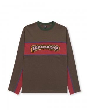 Brown Brain Dead X Them Pushers Heavyweight Paneled Long Sleeve T-Shirt | AU 2759180-UO