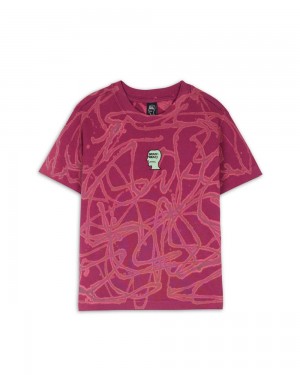 Burgundy Brain Dead Barbed Wire Baby Tee T-Shirt | AU 2680391-IP