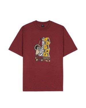 Burgundy Brain Dead Biomechanic Bouldering T-Shirt | AU 3742091-ZD