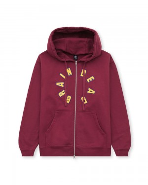 Burgundy Brain Dead Collegiate Zip Up Hoodie | AU 0287964-SR