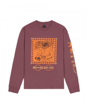 Burgundy Brain Dead Special Illusions Long Sleeve T-Shirt | AU 4357208-UN