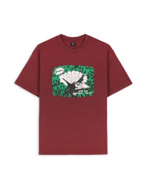 Burgundy Brain Dead X Green Day Airplane T-Shirt | AU 7608539-CQ