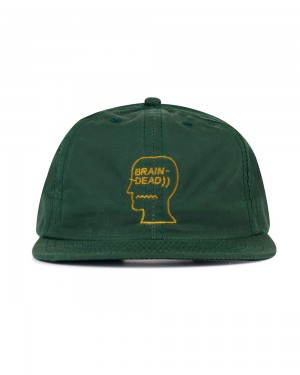 Dark Green Brain Dead Waxed Logo Head Cap | AU 3891074-ZI