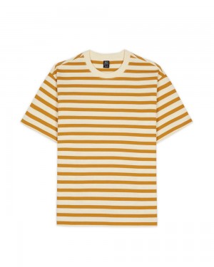 Gold Brain Dead Organic Striped T-Shirt | AU 6907431-IH