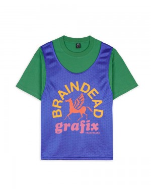 Green Blue Brain Dead Grafix Team Jersey T-Shirt | AU 6047391-ZF