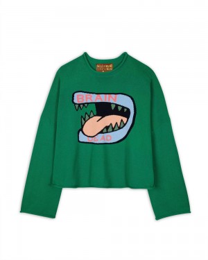 Green Brain Dead Big Bite Oversized Cropped Boxy Sweater | AU 3619024-RC