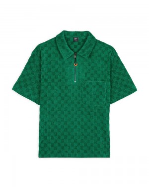 Green Brain Dead Knit Check Half Zip Shirt | AU 3120768-XW