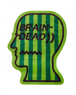 Green Brain Dead Logo Head Striped 6ft Rug | AU 9271046-QB