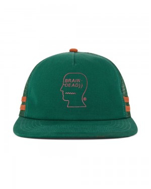 Green Brain Dead Logohead 5 Panel Trucker Cap | AU 7128465-UG