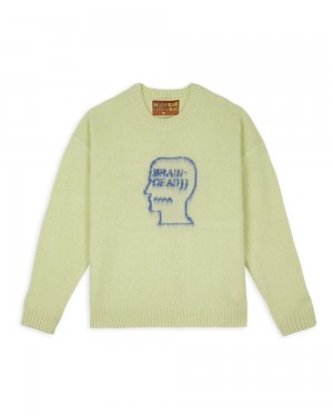 Green Brain Dead Logohead Pile Crewneck Sweater | AU 2659743-VC