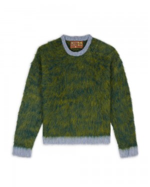 Green Brain Dead Marled Alpaca Crewneck Sweater | AU 2573140-PI