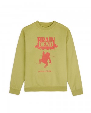 Green Brain Dead Peace Of Time Crewneck Sweatshirt | AU 3510869-XR