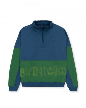 Green Brain Dead Sinister Screw Overlay Half Zip Fleece Jacket | AU 2508176-SY