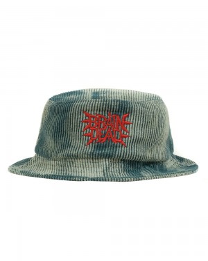 Green Brain Dead Spikey Bleached Cord Bucket Hat | AU 2517896-AK