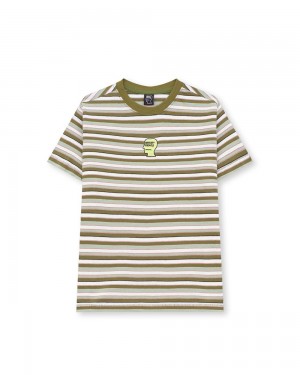 Green Brain Dead Striped Baby T-Shirt | AU 0812647-ZN