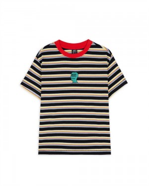 Green Brain Dead Striped Baby Tee T-Shirt | AU 1869524-UZ