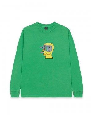 Green Brain Dead Tele Eyes Long Sleeve T-Shirt | AU 0829634-LV