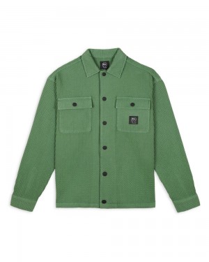 Green Brain Dead Waffle Snap Front Shirt | AU 5967134-ZV