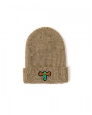 Khaki Brain Dead Brain Eyes Beanie | AU 8523610-PK