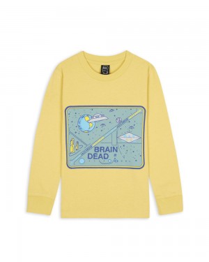 Lemon Brain Dead Galaxy Kids Long Sleeve T-Shirt | AU 5910624-AC