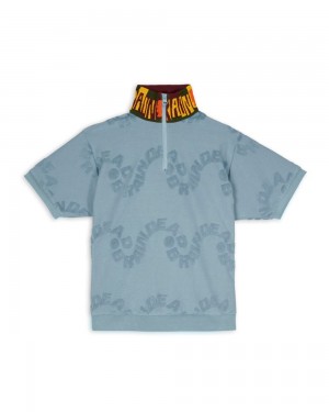 Light Blue Brain Dead Link Burnout Mock Neck Shirt | AU 1273986-TH