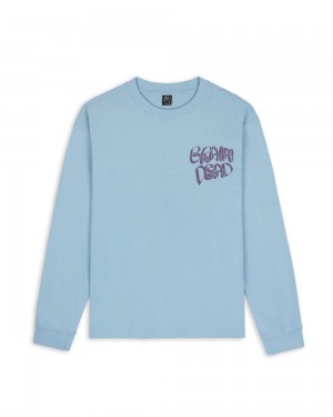 Light Blue Brain Dead Wine Chomper Long Sleeve T-Shirt | AU 2851067-TF