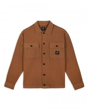 Light Brown Brain Dead Waffle Snap Front Shirt | AU 1356428-PM