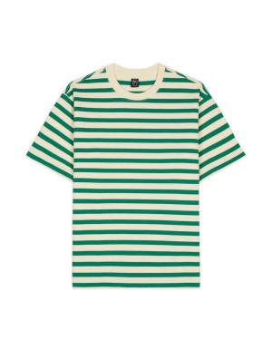 Light Green Brain Dead Organic Striped T-Shirt | AU 6089527-SC