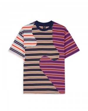 Multicolor Brain Dead 92 Organic Paneled Striped Short Sleeve T-Shirt | AU 3790481-PC