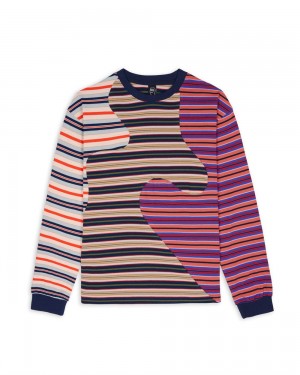 Multicolor Brain Dead 92 Organic Paneled Striped Long Sleeve T-Shirt | AU 7451093-UP