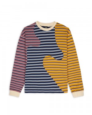 Multicolor Brain Dead 92 Organic Paneled Striped Long Sleeve T-Shirt | AU 7439520-JQ