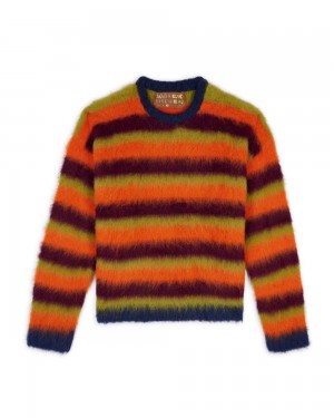 Multicolor Brain Dead Blurry Lines Alpaca Crewneck Sweater | AU 0754928-YH