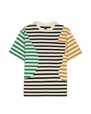 Multicolor Brain Dead Organic Paneled Stripe Short Sleeve T-Shirt | AU 4082793-ZO