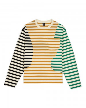 Multicolor Brain Dead Organic Paneled Stripe Long Sleeve T-Shirt | AU 3764529-CU